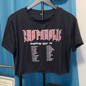 NWOT!  SHOPAHOLIC CROP TEE